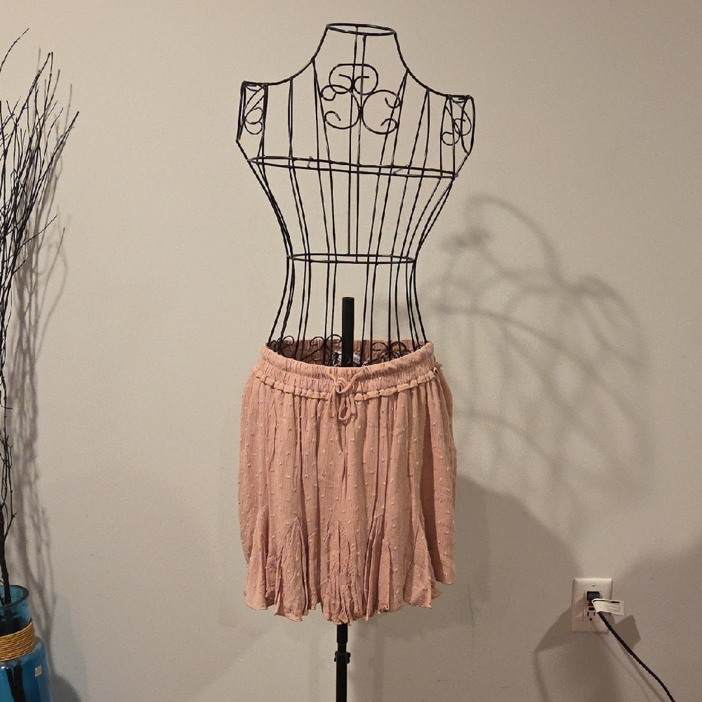 HYFVE Blush Pink Mini Skirt with Textured Dots